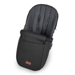 Ickle Bubba Stomp LUXE Travel System - Silver/Midnight/Black - showing the included matching footmuff