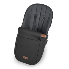Ickle Bubba Stomp LUXE Travel System - Silver/Midnight/Tan - showing the included matching footmuff