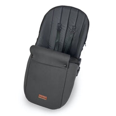 Ickle Bubba Stomp LUXE Travel System with Stratus Car Seat & ISOFIX Base (Black/Charcoal/Black) - showing the included matching footmuff