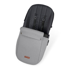 Ickle Bubba Stomp LUXE Travel System - Black/Pearl Grey/Black - showing the included matching footmuff