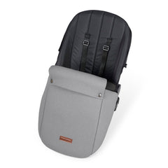 Ickle Bubba Stomp LUXE Travel System with Stratus Car Seat & ISOFIX Base (Black/Pearl Grey/Black) - showing the included matching footmuff