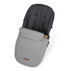 Ickle Bubba Stomp LUXE Travel System - Black/Pearl Grey/Tan - showing the included matching footmuff