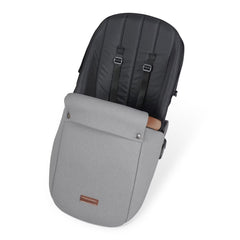 Ickle Bubba Stomp LUXE Travel System with Stratus Car Seat & ISOFIX Base (Black/Pearl Grey/Tan) - showing the included matching footmuff