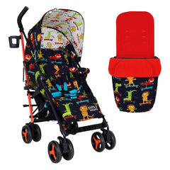 Cosatto Supa 3 Stroller (Sk8r Kidz) - showing the stroller with the included footmuff