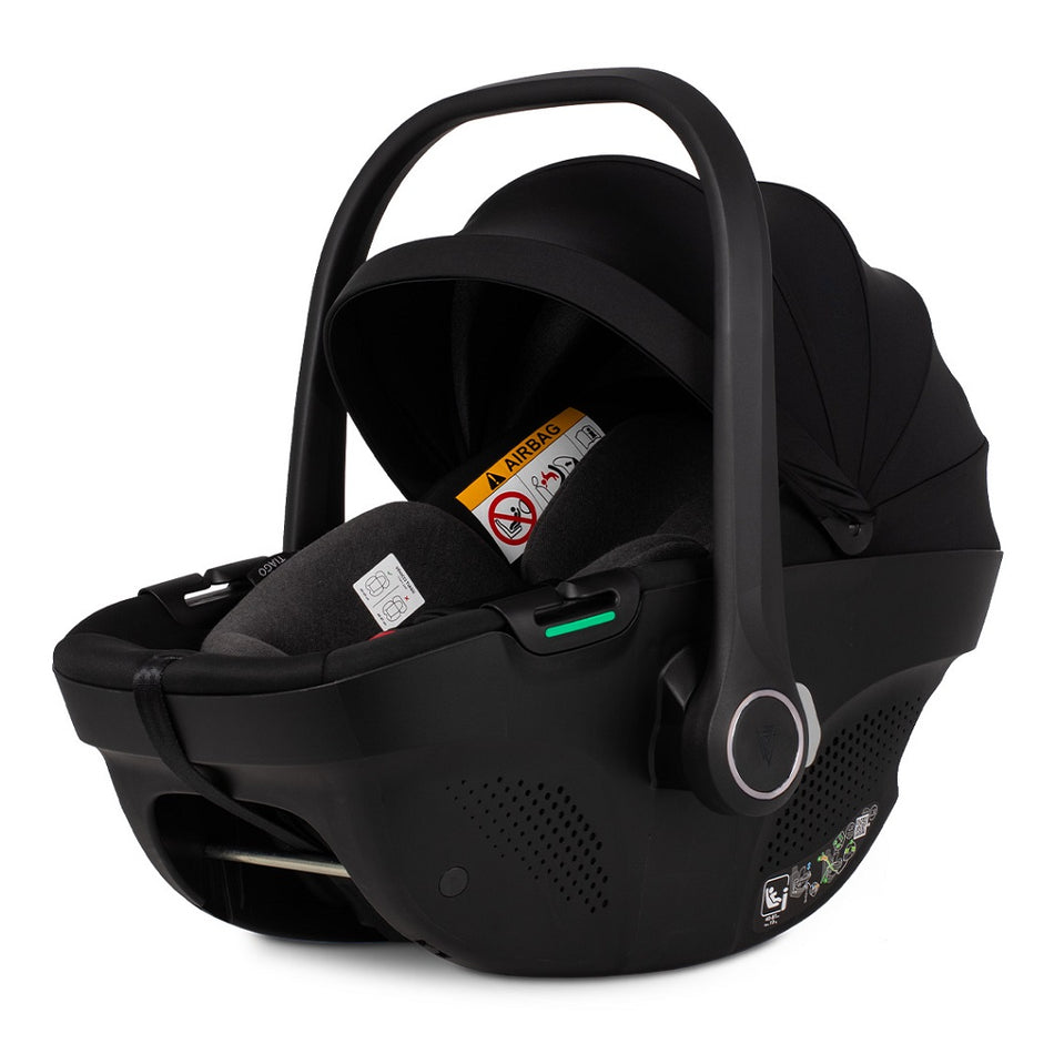 Venicci Tiago 2 360 i-Size Car Seat - Black - with canopy and handle raised