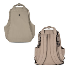 Venicci Tila Changing Backpack - Latte - front and rear views