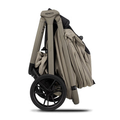 Venicci Tila Pushchair - Latte - side view folded with carrycot