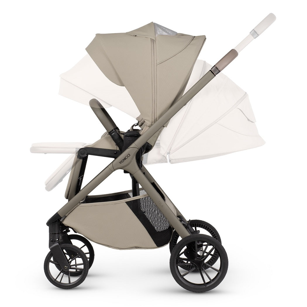 Venicci Tila Pushchair - Latte - with adjustable hood, handlebar, seat and leg rest