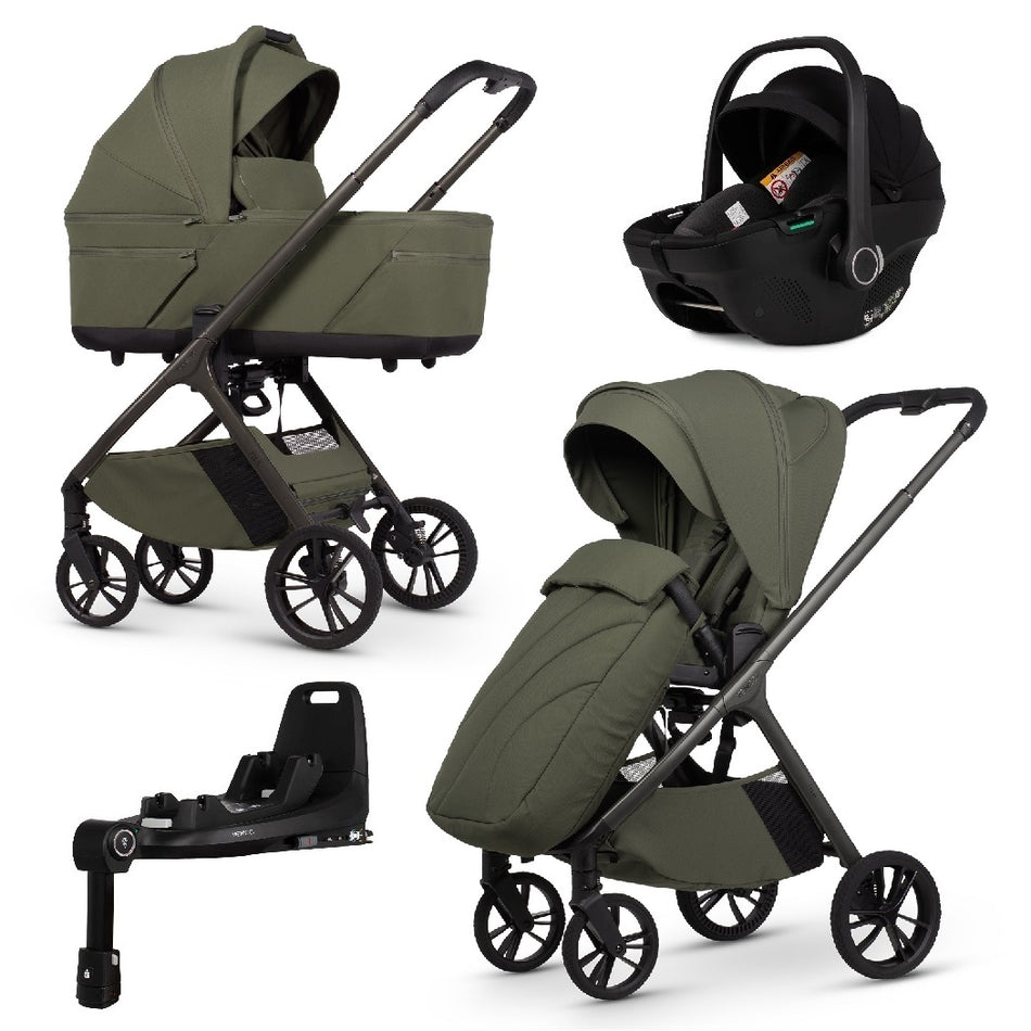 Venicci Tila - Olive - Ultimate Travel System with Tiago i-Size Car Seat & 360 ISOFIX Base
