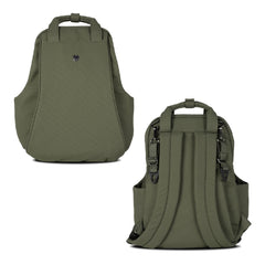 Venicci Tila Changing Backpack - Olive - front and rear views
