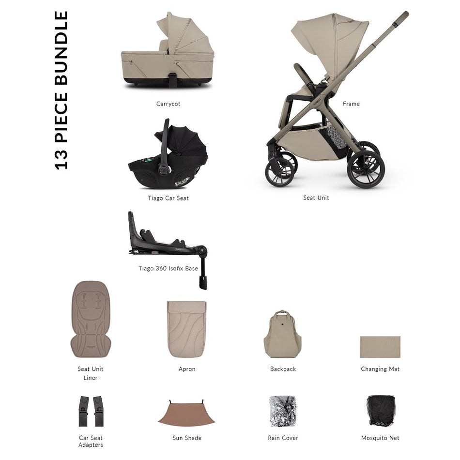 Venicci Tila Luxury 13-Piece Travel System – Latte