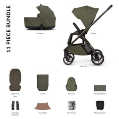 Venicci Tila Essential 11-Piece Pram & Pushchair Set - Olive - included items