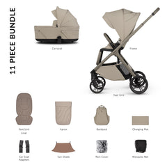 Venicci Tila Essential 11-Piece Pram & Pushchair Set - Sabbia - included items
