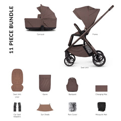 Venicci Tila Essential 11-Piece Pram & Pushchair Set - Noce - included items