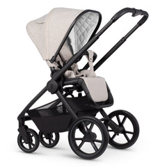 Venicci Tinum EDGE 3-in-1 Travel System with ISOFIX Base (Dust) - showing the seat unit and chassis together as the pushchair in parent-facing mode