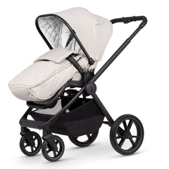 Venicci Tinum EDGE 3-in-1 Travel System with ISOFIX Base (Dust) - showing the pushchair in forward-facing mode with the included footmuff