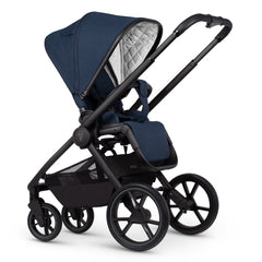 Venicci Tinum EDGE 3-in-1 Travel System with ISOFIX Base (Ocean) - showing the seat unit and chassis together as the pushchair in parent-facing mode