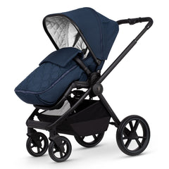 Venicci Tinum EDGE 3-in-1 Travel System with ISOFIX Base (Ocean) - showing the pushchair in forward-facing mode with the included footmuff