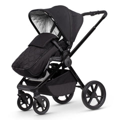 Venicci Tinum EDGE 3-in-1 Travel System with ISOFIX Base (Raven) - showing the pushchair in forward-facing mode with the included footmuff
