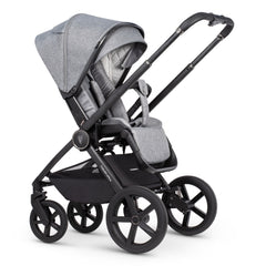 Venicci Upline Travel System 3-in-1 (Classic Grey) - showing the seat unit and chassis together as the pushchair in parent-facing mode