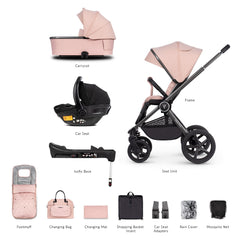 Venicci Upline Travel System 3-in-1 (Misty Rose) - showing the items included with this package