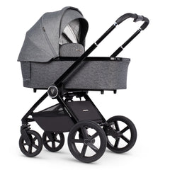 Venicci Upline Travel System 3-in-1 (Slate Grey) - showing the carrycot and chassis together as the pram