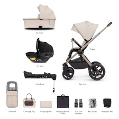 Venicci Upline Travel System 3-in-1 (Stone Beige) - showing the items included with this package