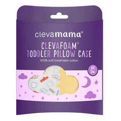 ClevaMama Replacement Toddler Pillow Case Cover (Yellow Multi) - showing the pillow case in its packaging