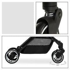 Hauck Travel N Care Set - Limited Edition (Disney 100 Black) - showing the stroller`s suspension and swivelling wheels