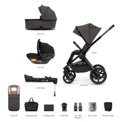 Venicci Upline Travel System (Special Edition - Lava) - showing the items included with this package