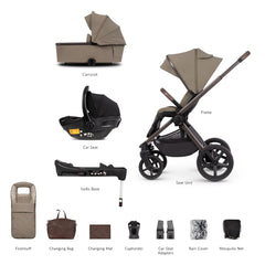 Venicci Upline Travel System (Special Edition - Powder) - showing the items included with this package