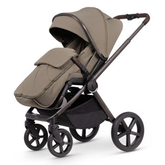 Venicci Upline Travel System (Special Edition - Powder) - showing the pushchair in forward-facing mode with the included footmuff