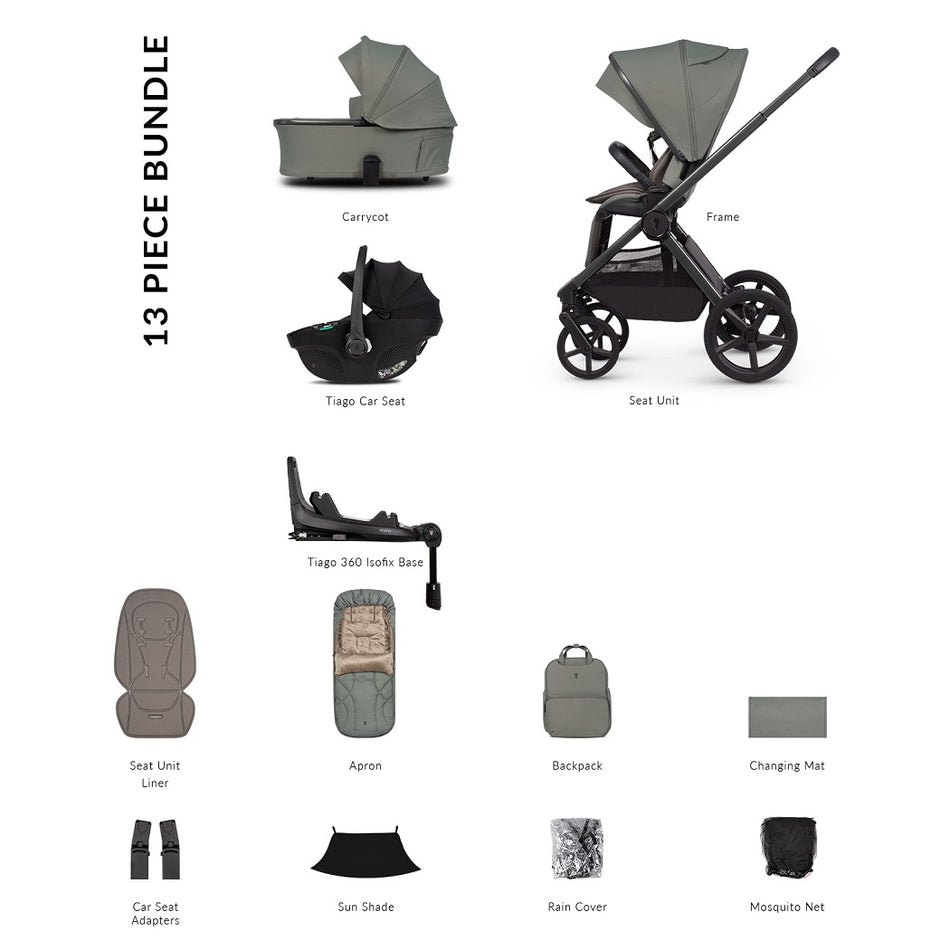 Venicci Upline 3 LUXURY Travel System - Aloe - included items