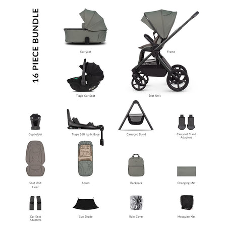 Venicci Upline 3 Ultimate Travel System - Aloe - included items