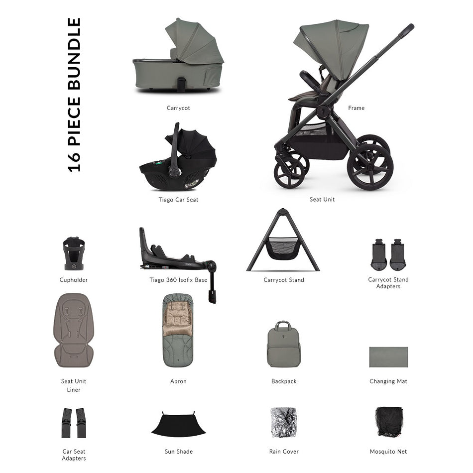 Venicci Upline 3 Ultimate Travel System - Aloe - included items