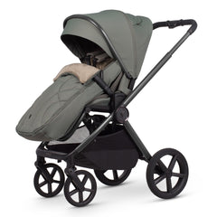 Venicci Upline 3 Pushchair - Aloe - forward-facing with footmuff