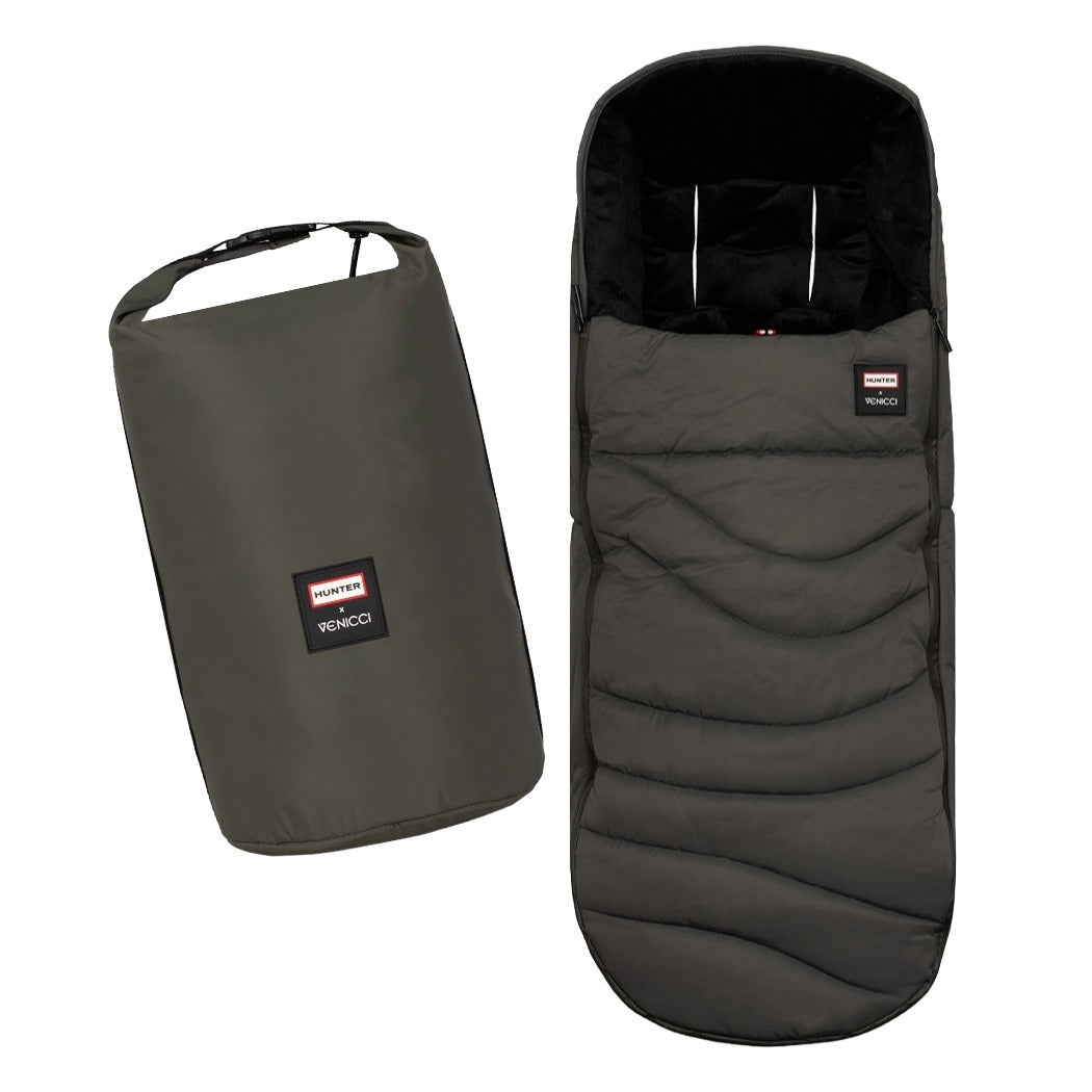 Hunter x Venicci Upline 3 Footmuff - Dark Olive - with footmuff bag