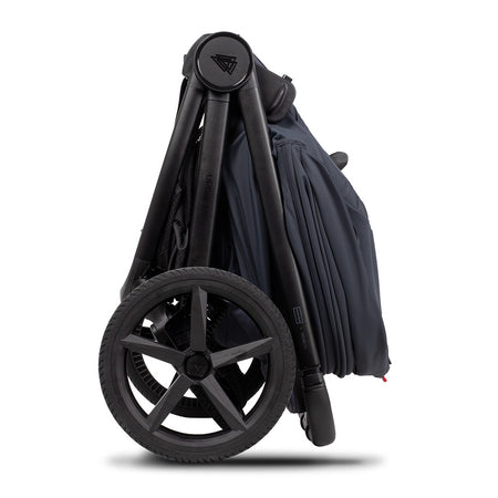 Hunter x Venicci Upline 3 Pram - Navy - side view, folded