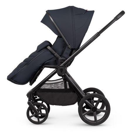 Hunter x Venicci Upline 3 Pushchair - Navy - side view, forward-facing with footmuff