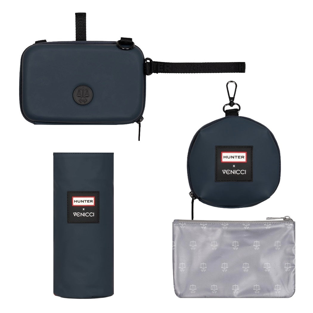 Hunter x Venicci Upline 3 Accessories - Navy - utility case, dummy case, insulated bottle bag and wet bag
