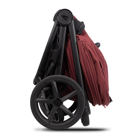 Hunter x Venicci Upline 3 Pram - Red - side view, folded