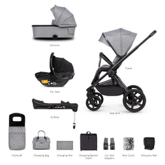 Venicci Upline Travel System 3-in-1 (Classic Grey) - showing the items included with this package