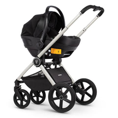 Venicci Upline Travel System 3-in-1 (Moonstone) - showing the Engo Car Seat attached to the pushchair chassis using the included car seat adaptors