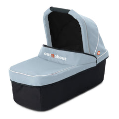 Out n About Nipper DOUBLE v5 Newborn & Toddler Starter Bundle (Rocksalt Grey) - showing the v5 double carrycot