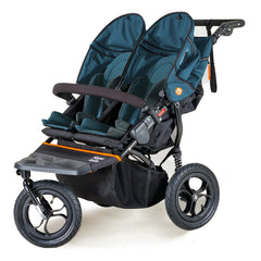Out n About Nipper DOUBLE v5 Baby Pushchair (Highland Blue) - shown here with both hoods lowered