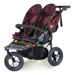 Out n About Nipper DOUBLE v5 Baby Pushchair (Brambleberry Red) - shown here with both hoods lowered
