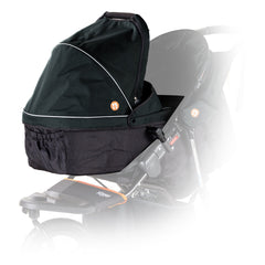 Out n About Nipper Single v5 Carrycot (Forest Black) - showing the carrycot attached to a v5 Nipper single pushchair (pushchair not included, available separately)