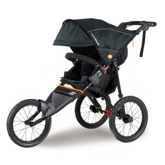 Out n About Nipper Sport 360 v5 Pushchair (Forest Black) - showing the pushchair with its hood and sun visor lowered