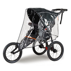 Out n About Nipper Sport v5 Pushchair (Summit Black) - showing the pushchair wearing the included raincover