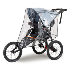 Out n About Nipper Sport 360 v5 Pushchair (Rocksalt Grey) - showing the pushchair wearing the included raincover